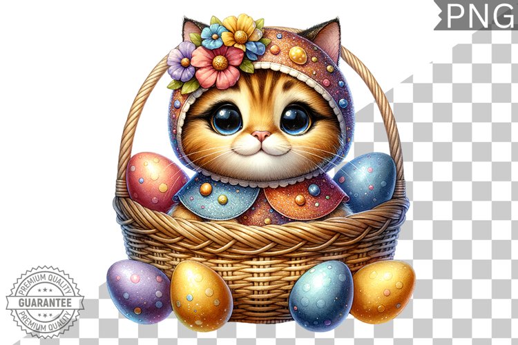 Easter Cat Sublimation - Easter Clipart PNG Design