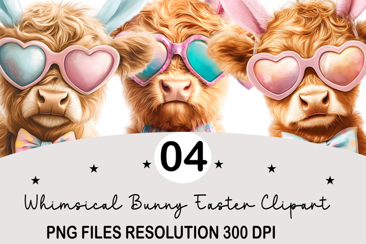 Whimsical Bunny Easter Clipart, Watercolor Easter Bunny PNG