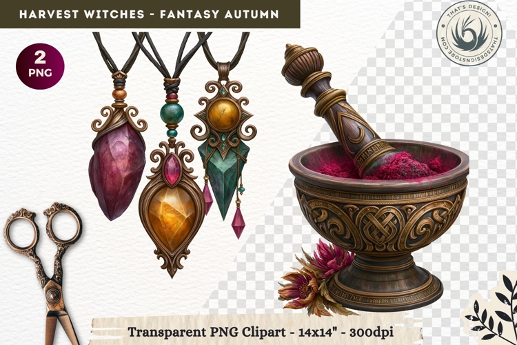 Harvest Witch Clipart Autumn Cottagecore Apothecary PNG RPG