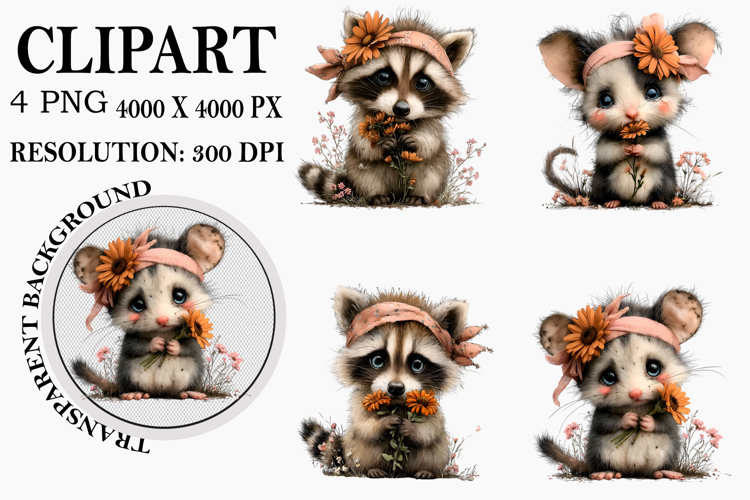 Whimsical Spring Animals Clipart Watercolor PNG