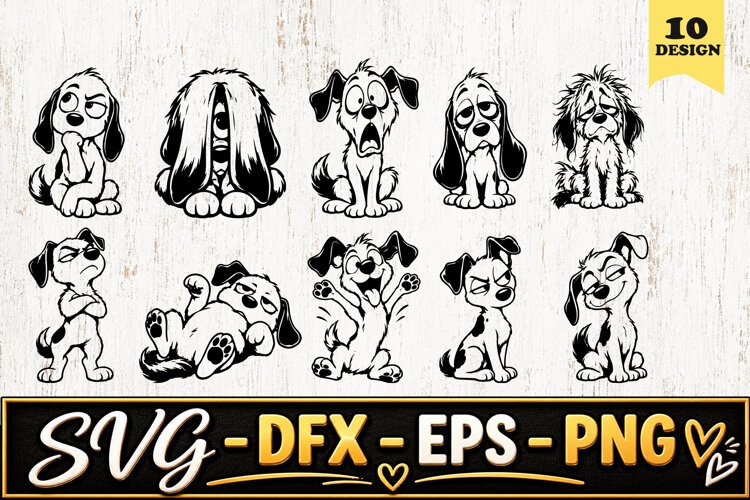 Funny Puppy Expressions SVG PNG example image 1