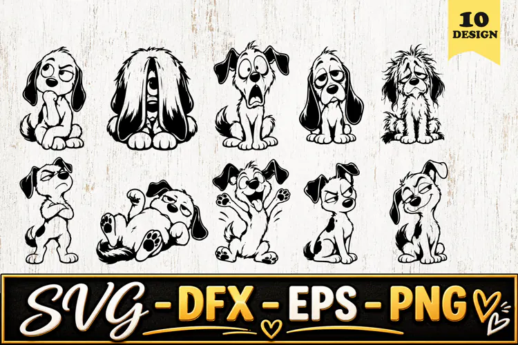 Funny Puppy Expressions SVG PNG
