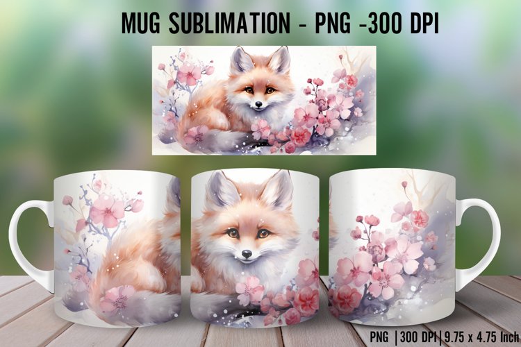Vintage Fox Mug Wrap Sublimation I 11oz Mug Sublimati example image 1