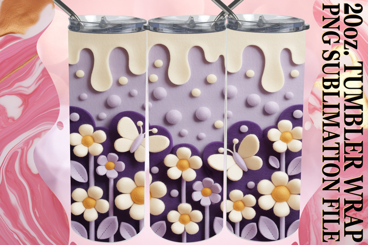 Playful moments 20oz tumbler wrap, 3D Flowers