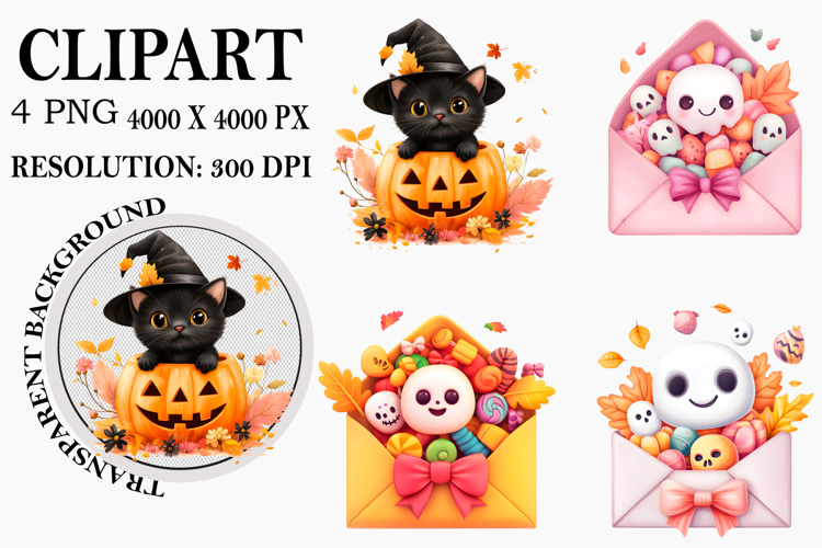 Whimsical Halloween Ghost Clipart Watercolor PNG