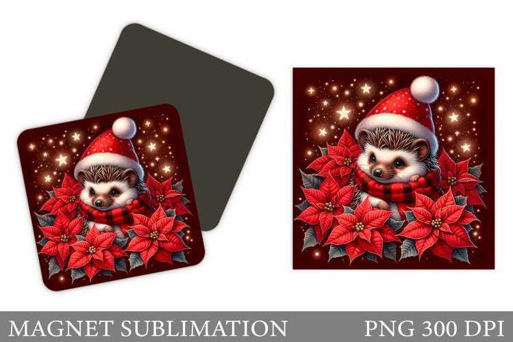 Christmas Hedgehog Magnet. Christmas Magnet Sublimation example image 1