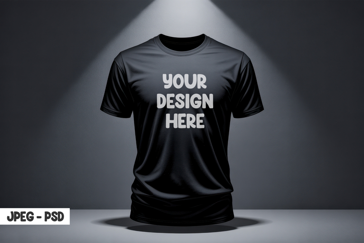 Black T-Shirt PSD Mockup with Lighting