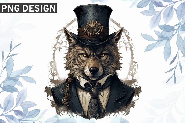 Victorian Wolf Sublimation PNG Design