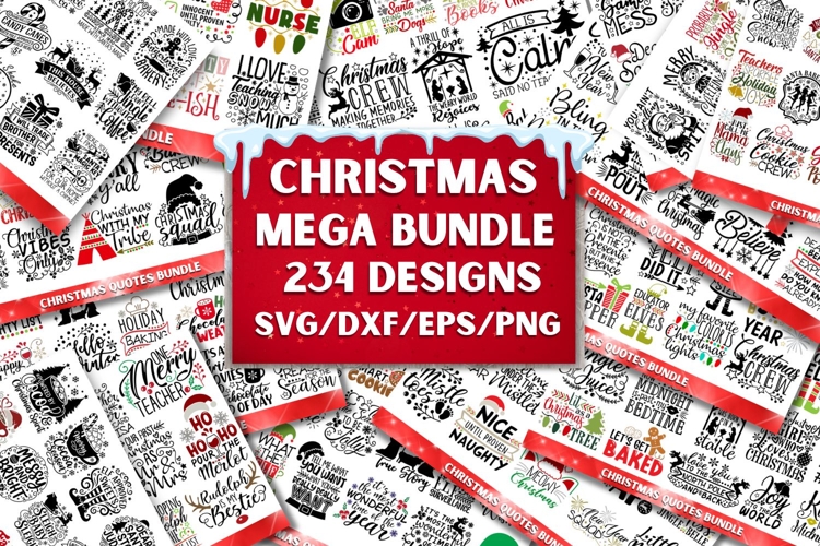 234 Christmas SVG Mega Bundle, Christmas Quotes SVG Bundle.