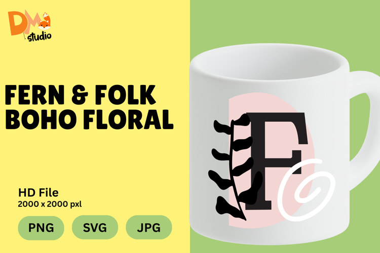 Fern   Folk Boho Floral Monogram