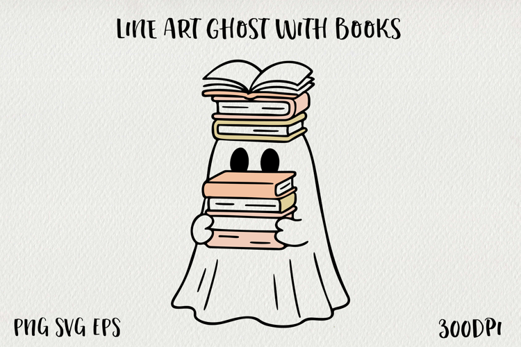 Cute Line Art Doodle Ghost Clipart | Halloween PNG SVG EPS