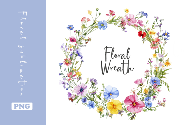 Watercolor Lovely Wildflower Wreath Clipart