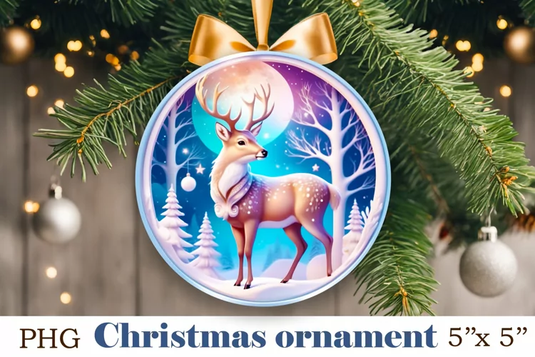Sublimation Christmas Ornament, 3D Round Ornament Png