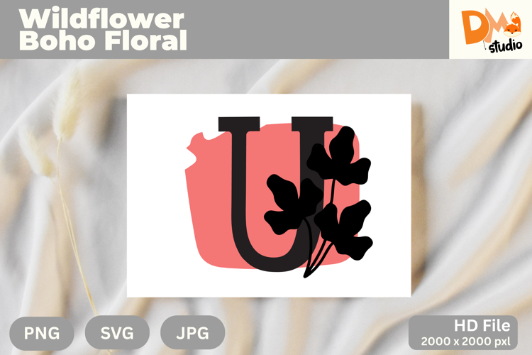 Wildflower Boho Floral Monogram