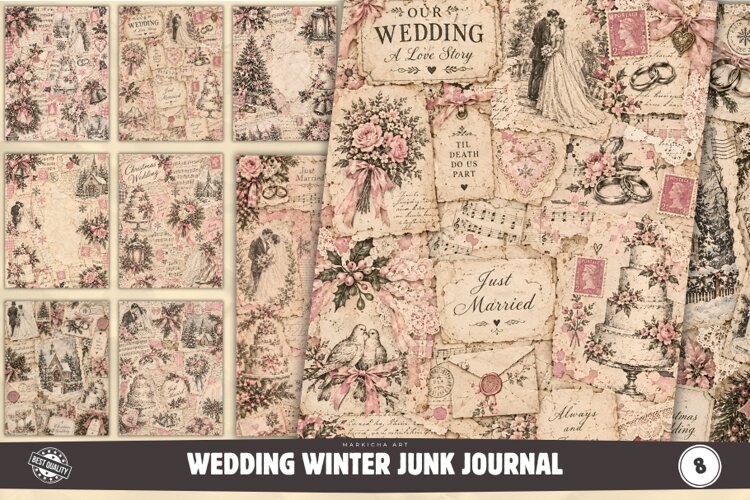 Wedding Winter Junk Journal Pages example image 1