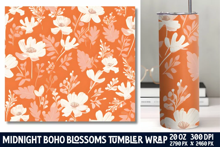 Midnight Flower Tumbler Wrap Sublimation