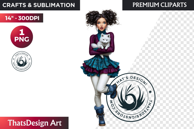 Cosy Winter Girl Clipart, Fashion Girl PNG, christmas