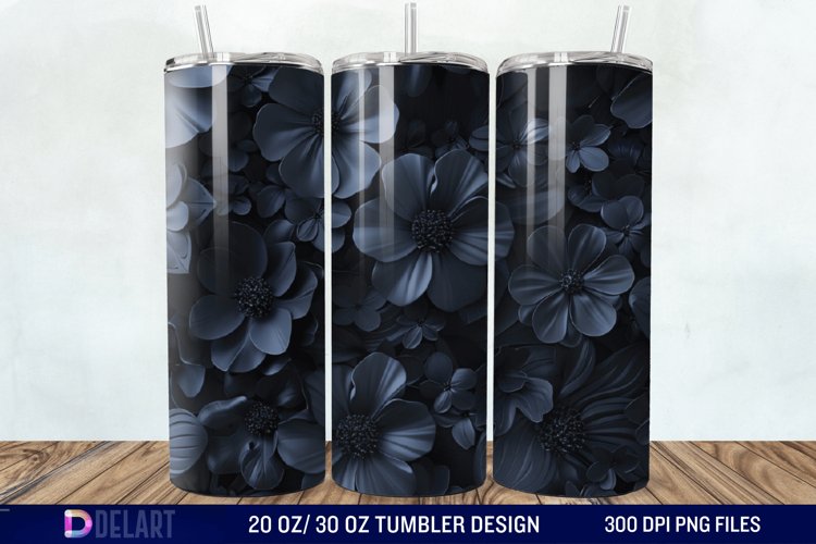 3d Dark floral Tumbler Wrap