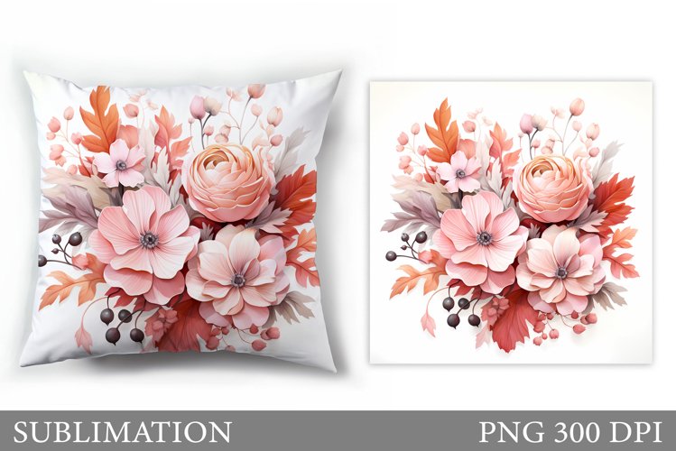 3D Flowers Pillow Design. Flowers Sublimation example image 1