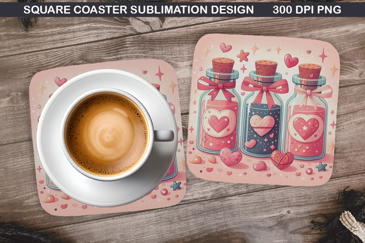 Valentine Coaster Sublimation, Valentine Coaster PNG Design