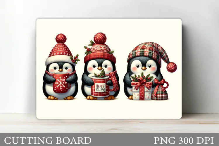 Penguin Cutting Board. Christmas Cutting Board Sublimation