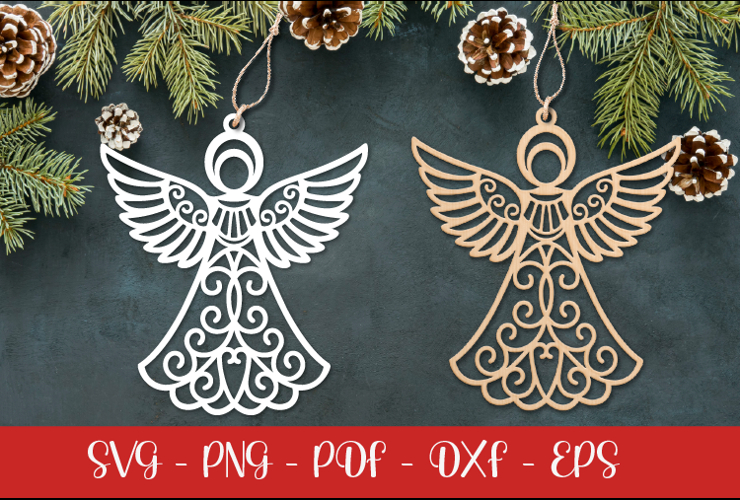 Christmas Angel laser SVG PNG| Christmas ornament