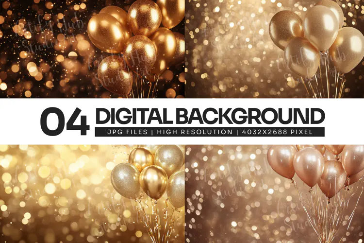 Golden Balloon Bokeh Background