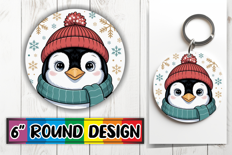 Sweet Sublimation Circle Keychain, Cute Christmas