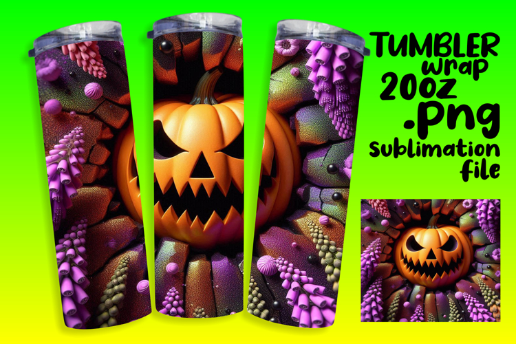 Custom Wraps for 20oz Tumbler , 3D Pumpkin