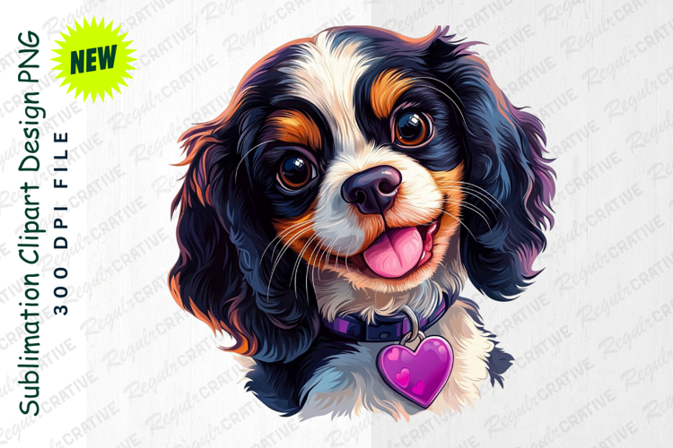 Adorable Cavalier King Charles Spaniel Puppy With Clipart