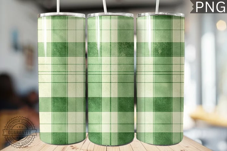 Green Plaid Tumbler Wrap - High Quality 300 Dpi