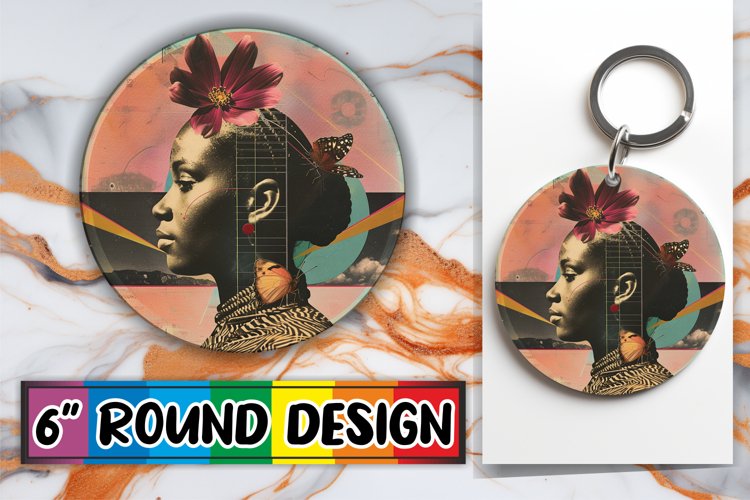 Artistic Black Woman Round Design Abstract Art PNG example image 1