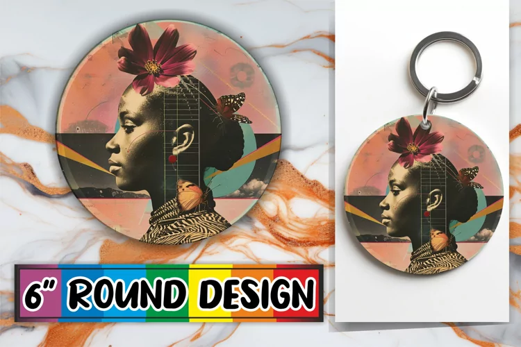 Artistic Black Woman Round Design Abstract Art PNG