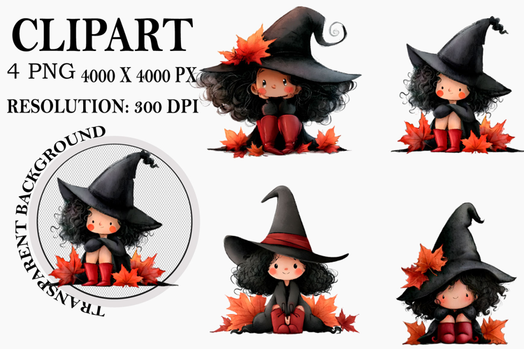 Whimsical Spooky Halloween Clipart Watercolor PNG