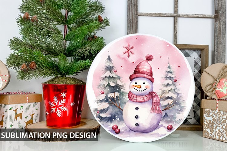 Christmas Snowman Round Sign - Snowman Round Sublimation