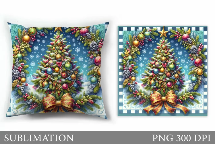 Christmas Tree Pillow Design. Christmas Tree Sublimation
