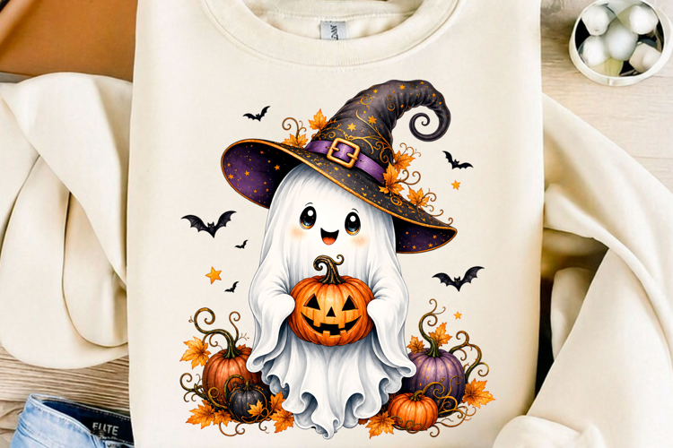 Cute Witch Ghost Pumpkin Halloween PNG