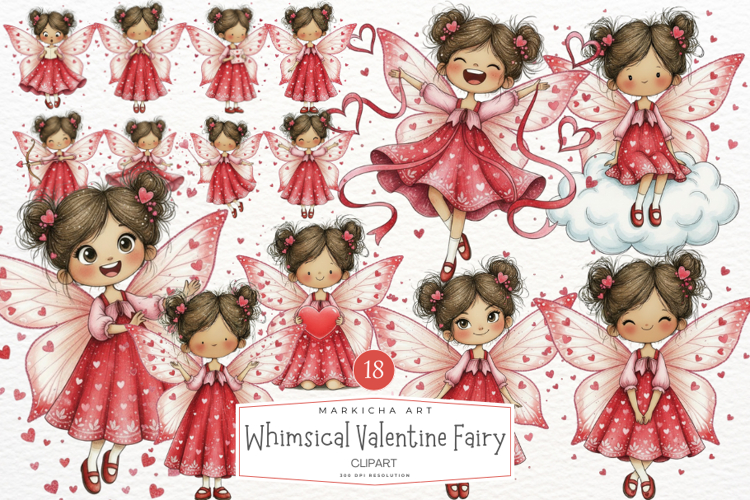 Whimsical Valentine Fairy Clipart