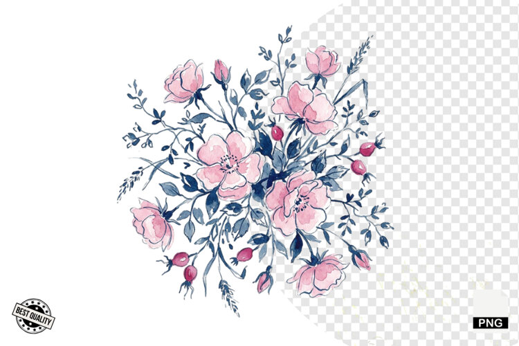 Watercolor Moonlit Meadow Clipart example image 1