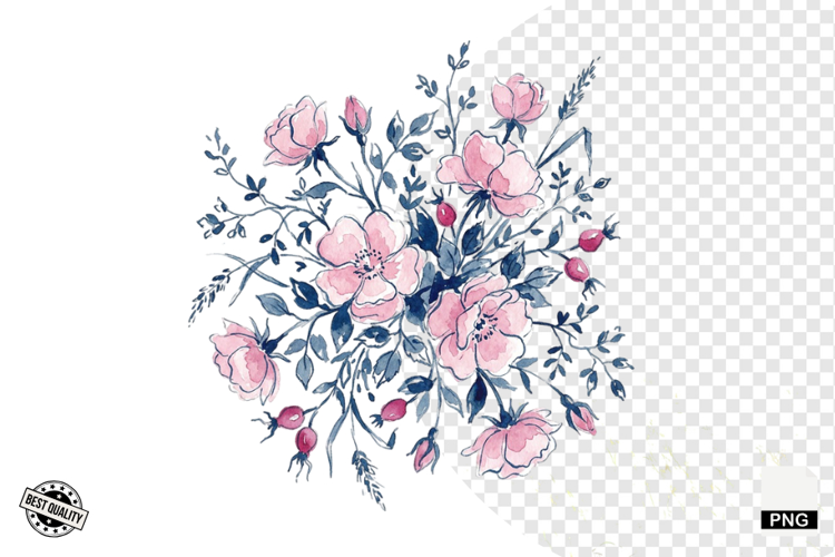 Watercolor Moonlit Meadow Clipart