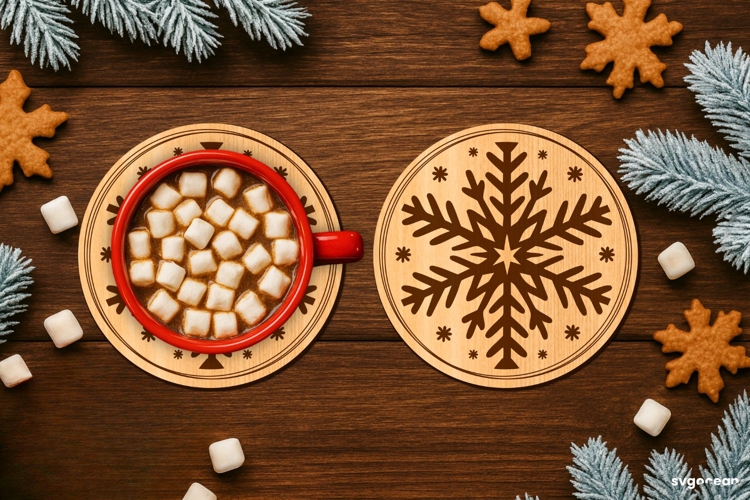 Winter Coffee Coaster Laser Cut | Drink Coaster | SVG