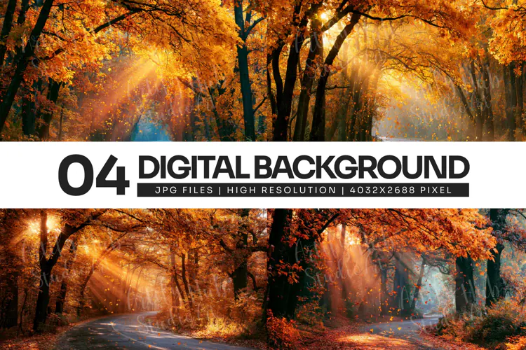 Golden Autumn Forest Light Background