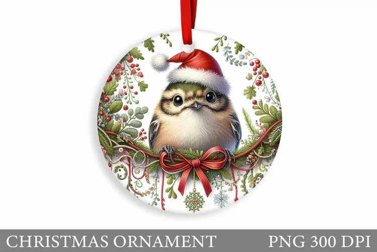Cute Bird Christmas Ornament. Christmas Sublimation