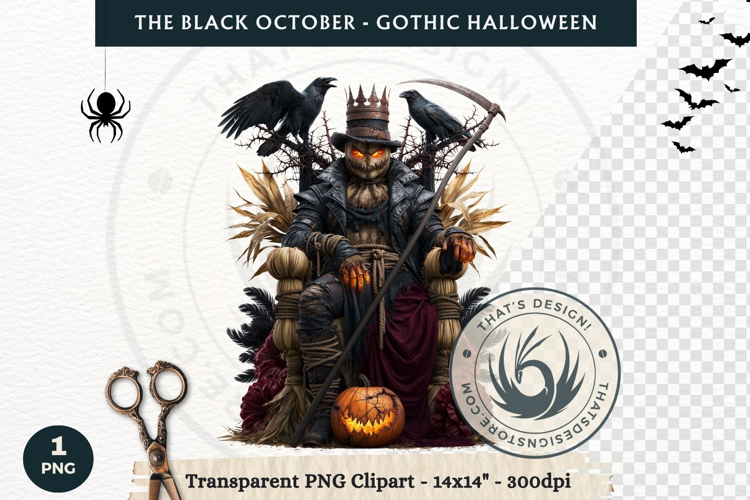 The Black October Gothic Halloween Clipart, Horror character