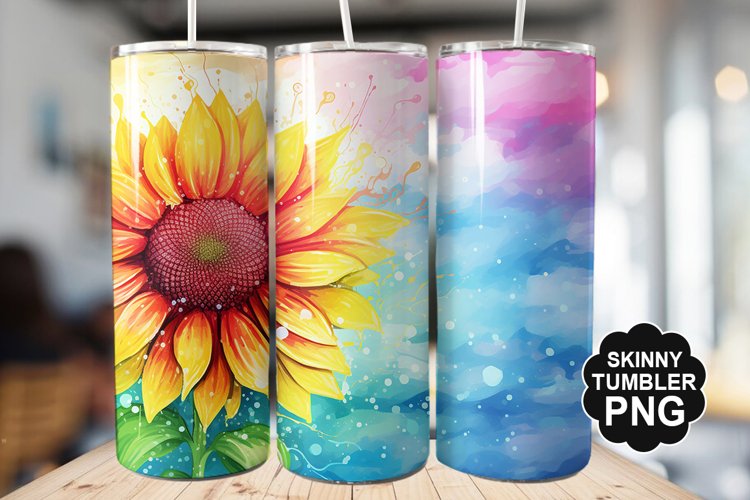 Rainbow Sunflower Tumbler - Sublimation Tumbler Design