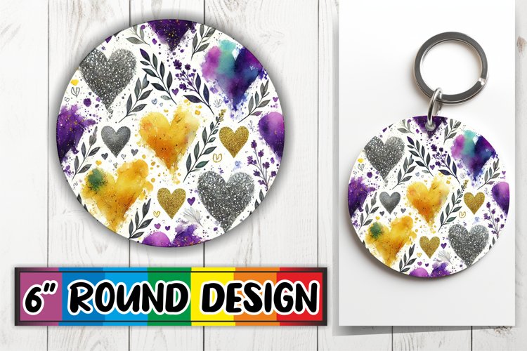 Whimsical Keychain Circle Sublimation, Heart