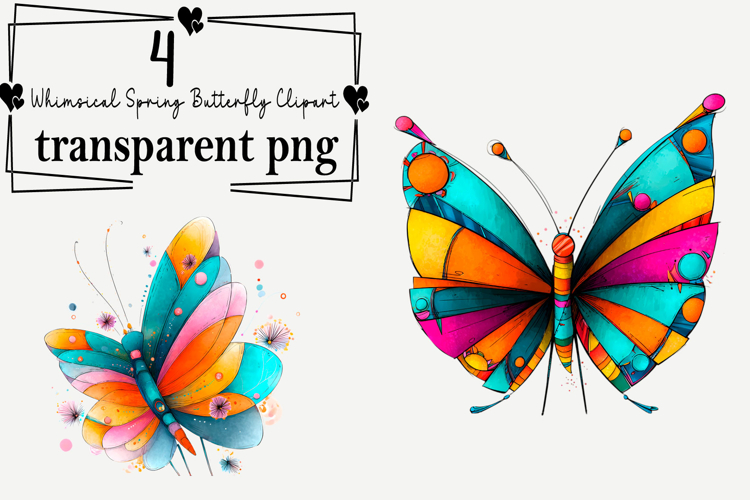 Whimsical Spring Butterfly Clipart Watercolor PNG
