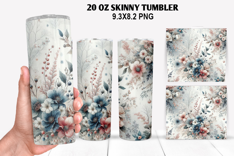 Flowers Skinny Tumbler 20oz Wrap Design, Spring Tumbler Wrap