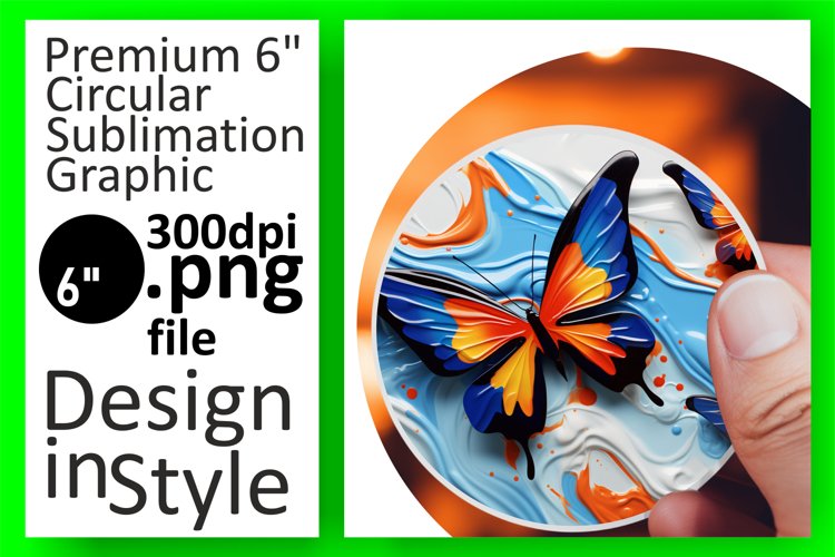 Radiant Car Coasters: 3D Butterfly Sublimation example image 1