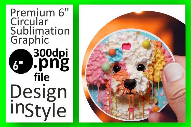 3D Doggy Delights: Colorful Round Sublimation